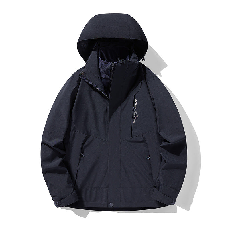 Three-in-One Waterproof Windproof Parka with Fleece Lining