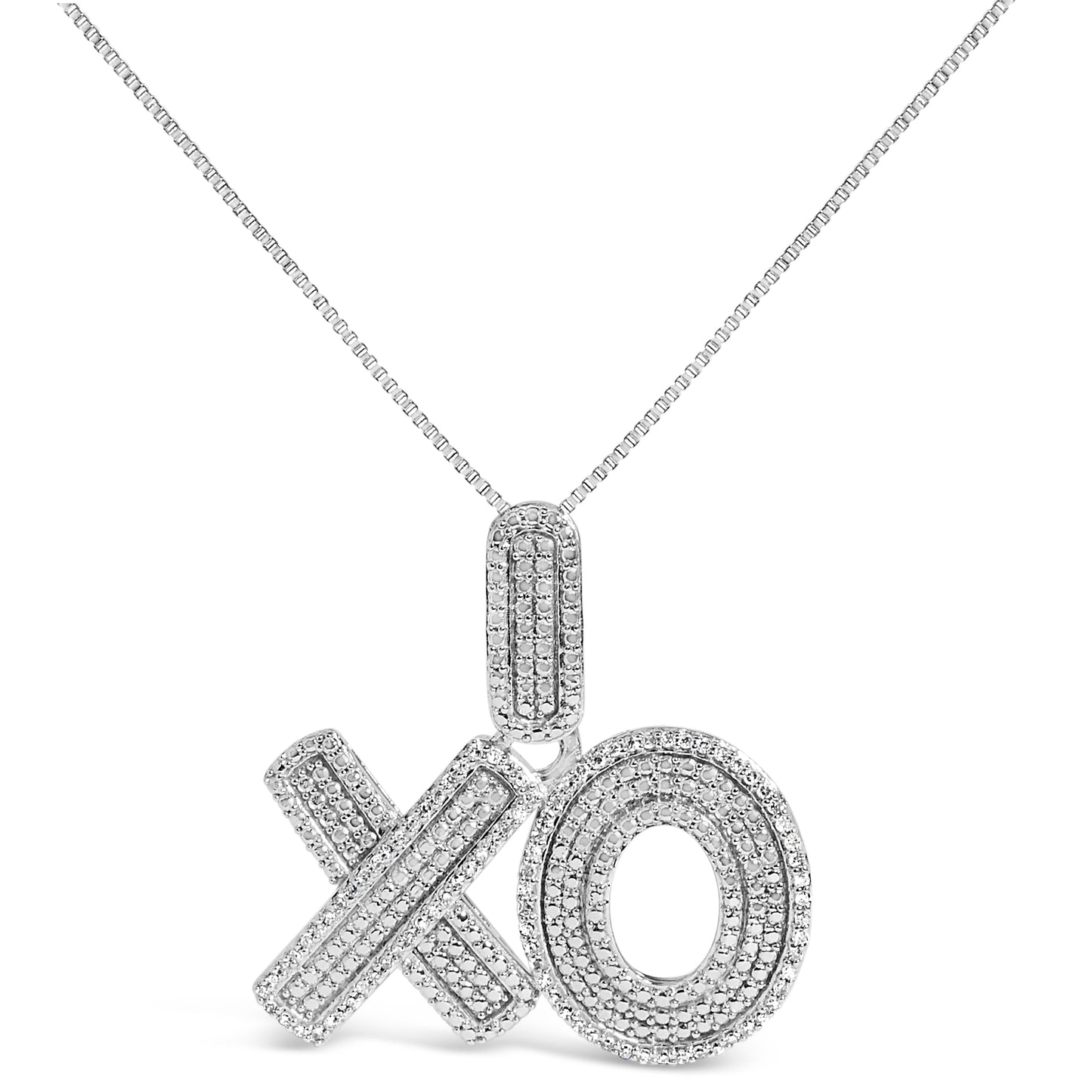 Collier Pendentif XO en Argent Sterling avec Diamants Pavé