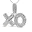 Collier Pendentif XO en Argent Sterling avec Diamants Pavé