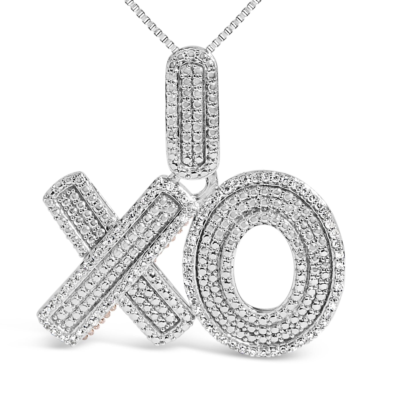 Collier Pendentif XO en Argent Sterling avec Diamants Pavé