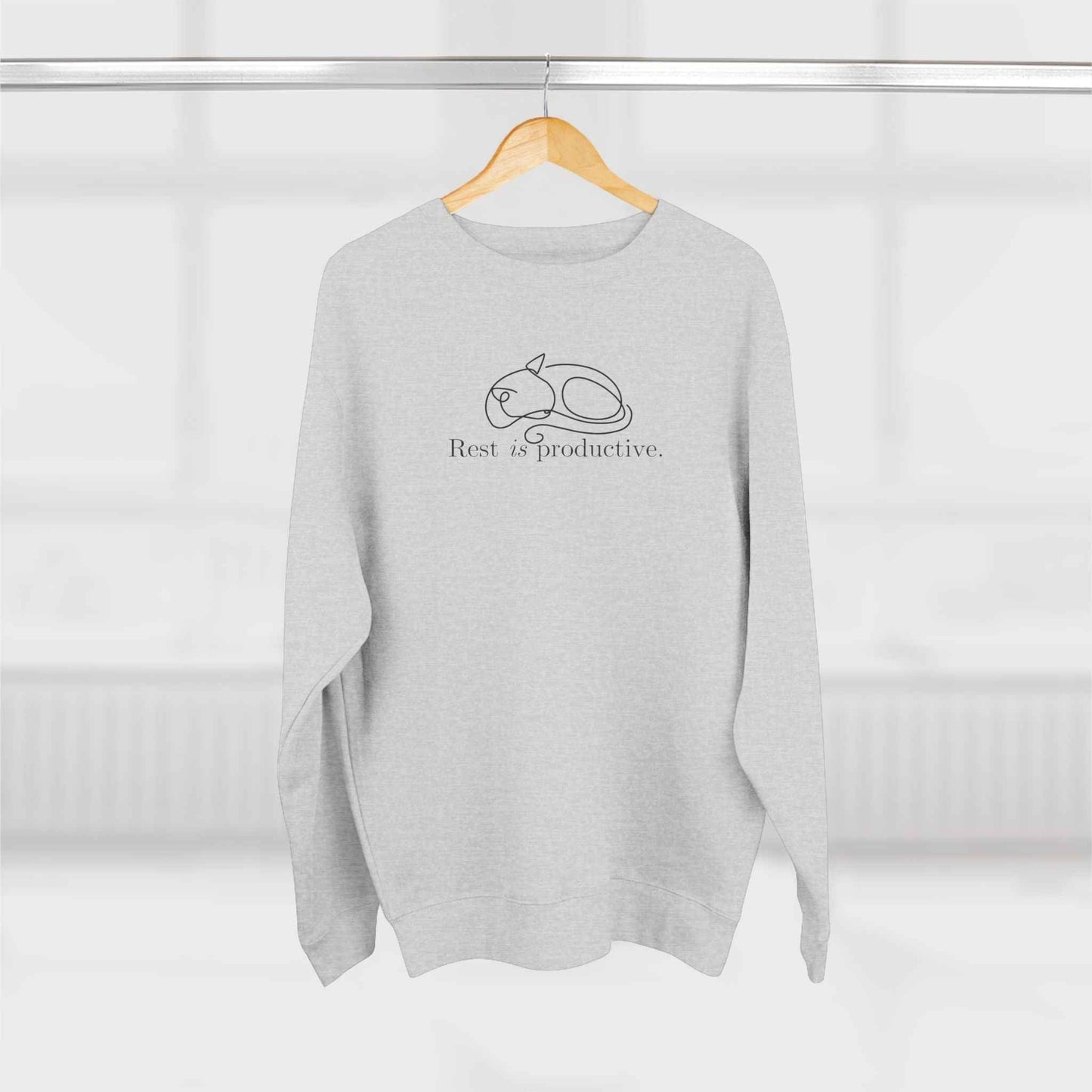 Sudadera Minimalista de Gato 'Descansar es Productivo'