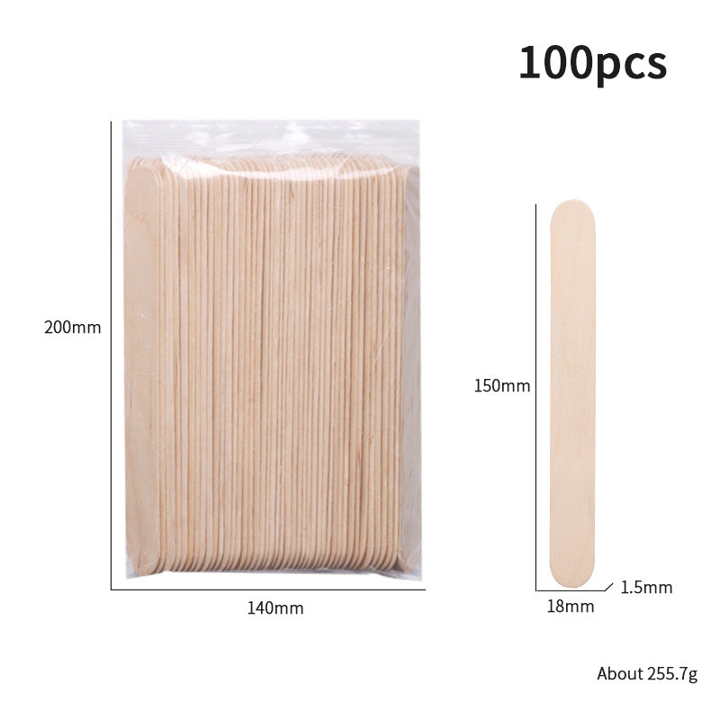 100-Piece Bag of Disposable Wooden Sticks for Hair Removal Waxing and Scraping Tools - Korvel