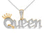 Collier en Plaqué Or 14K en Argent Sterling avec Pendentif Nom "Reine" et Diamants