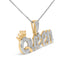 Collier en Plaqué Or 14K en Argent Sterling avec Pendentif Nom "Reine" et Diamants