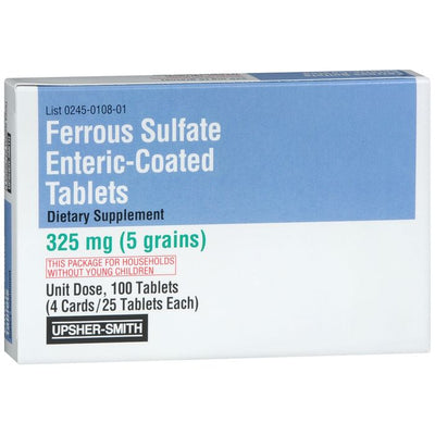 Upsher-Smith Enteric Coated Ferrous Sulfate Tablets, 325mg - 100 Count