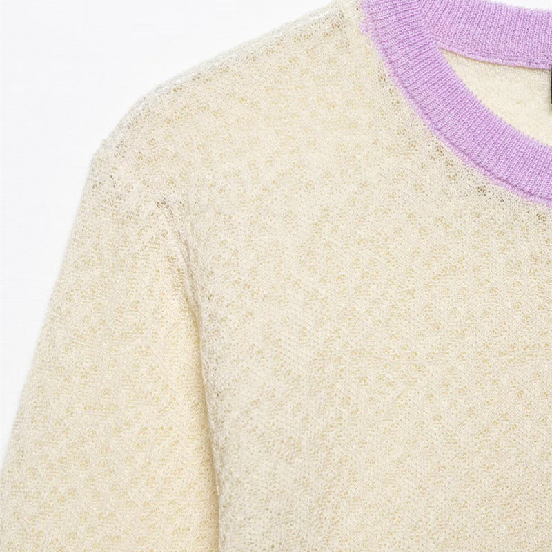 Spring Round Neck Solid Color Loose Pullover Cardigan