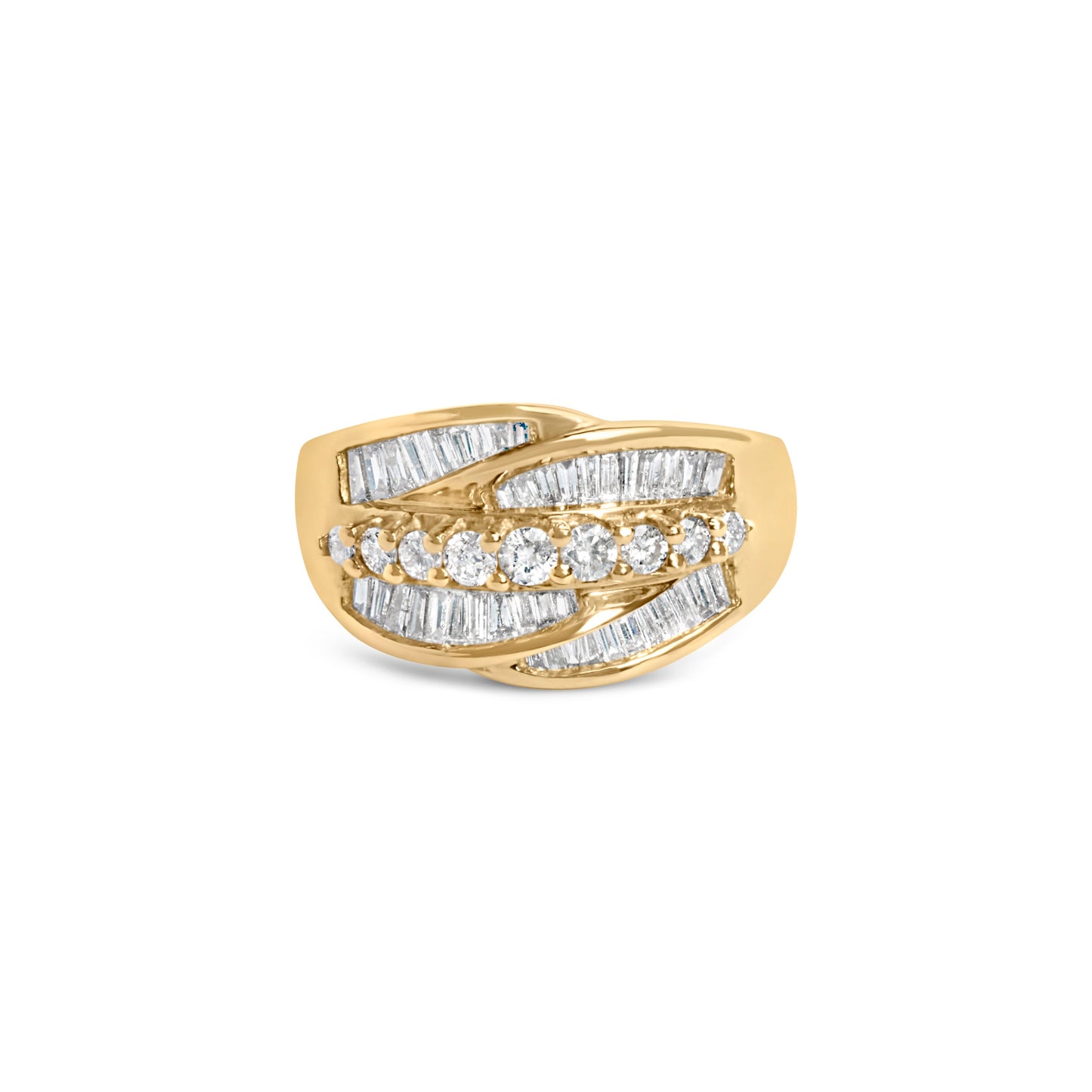 14K Yellow Gold 1.00 Cttw Diamond Cocktail Cluster Ring - Size 7