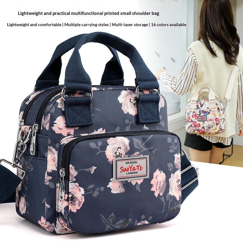 Printed Travel Water-Resistant Nylon Multi-Pocket Tote Bag