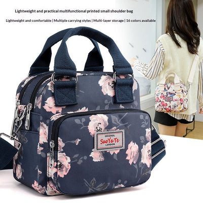 Bolsa Tote Multi-Bolsillo de Nylon Impresa y Resistente al Agua