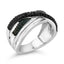 Sterling Silver 1/2 Cttw Black and Blue Diamond Crossover Ring