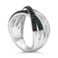 Sterling Silver 1/2 Cttw Black and Blue Diamond Crossover Ring