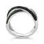 Sterling Silver 1/2 Cttw Black and Blue Diamond Crossover Ring