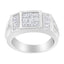 Bague en diamant en cluster pour homme en or blanc 14K