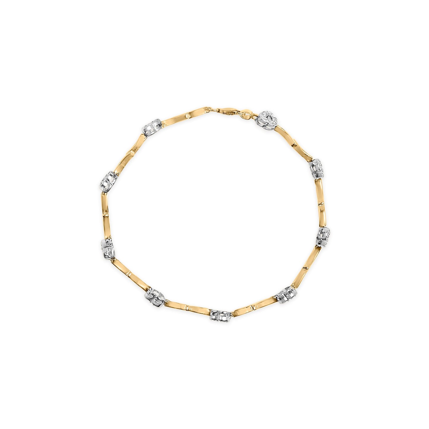 Bracelet S-Link en Or Bicolore 10k avec Diamants en Forme de Cœur - 1/3 Cttw