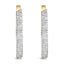 Pendientes de aro de diamantes baguette de plata esterlina chapada en oro amarillo de 14K