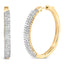Pendientes de aro de diamantes baguette de plata esterlina chapada en oro amarillo de 14K