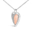 Collier Pendentif Cœur en Argent Sterling Plaqué Or Rose 10K avec Diamants
