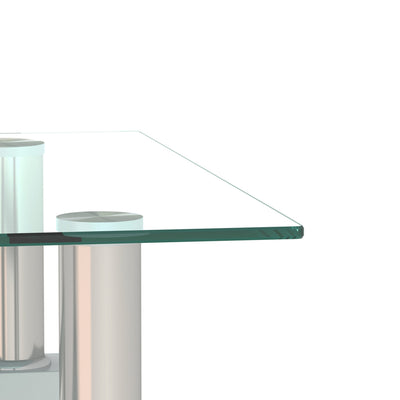 Set of 2 Modern Tempered Glass Coffee Tables