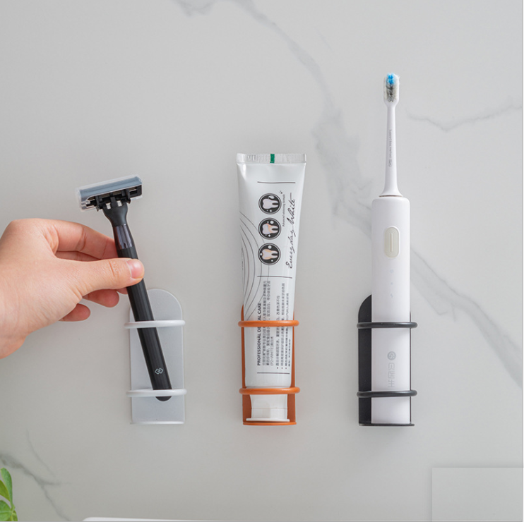 Bathroom Stainless Steel Stick Hook Wall Mounted Toothpaste and Toothbrush Holder Waterproof Electric Tooth Brush Holder - Korvel