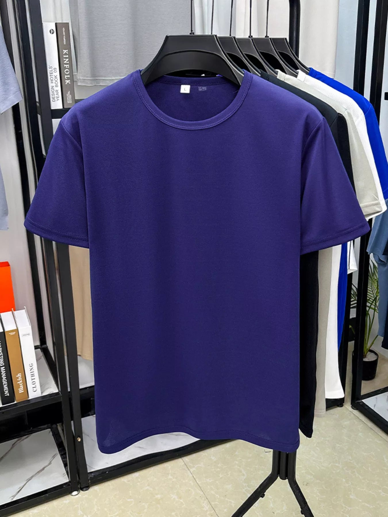 Camiseta de Manga Corta de Cuello Redondo para Hombre en Tallas Grandes