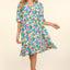 Vestido Floral con Mangas Abullonadas y Volantes para Mujeres