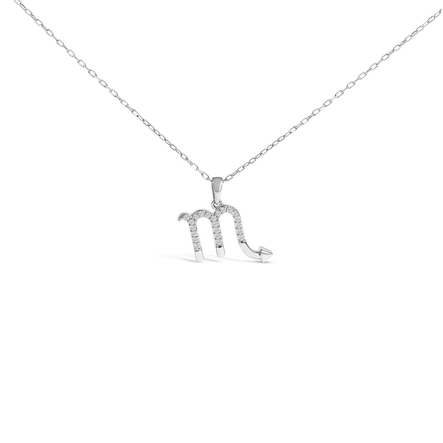 Collar con Colgante de Zodiaco Escorpio en Plata de Ley y Diamantes