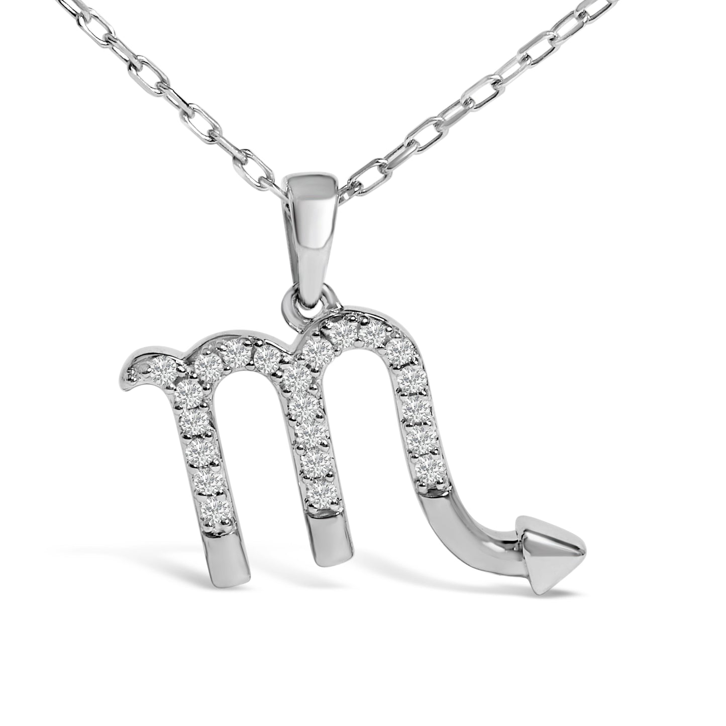 Collar con Colgante de Zodiaco Escorpio en Plata de Ley y Diamantes