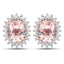 1.61 Carat Genuine Morganite and White Diamond Halo Earrings