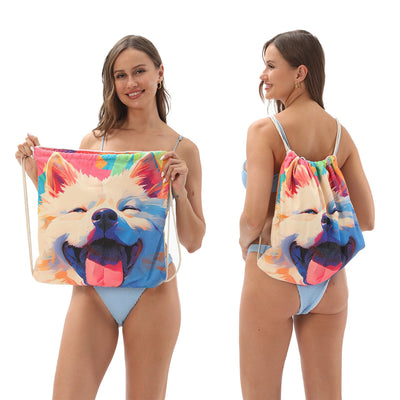 Two-in-One Foldable Beach Towel with Storage Bag