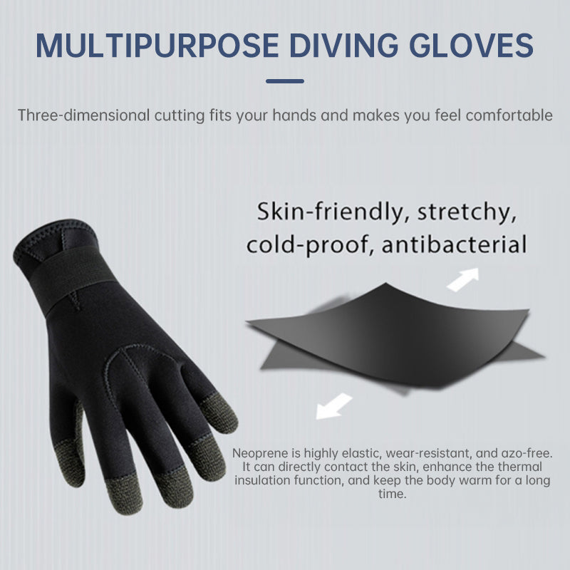 3/5mm Thick Kevlar Diving Gloves. Scratch-proof, for fish hunting, deep dive, spearfishing & skiing. - Korvel