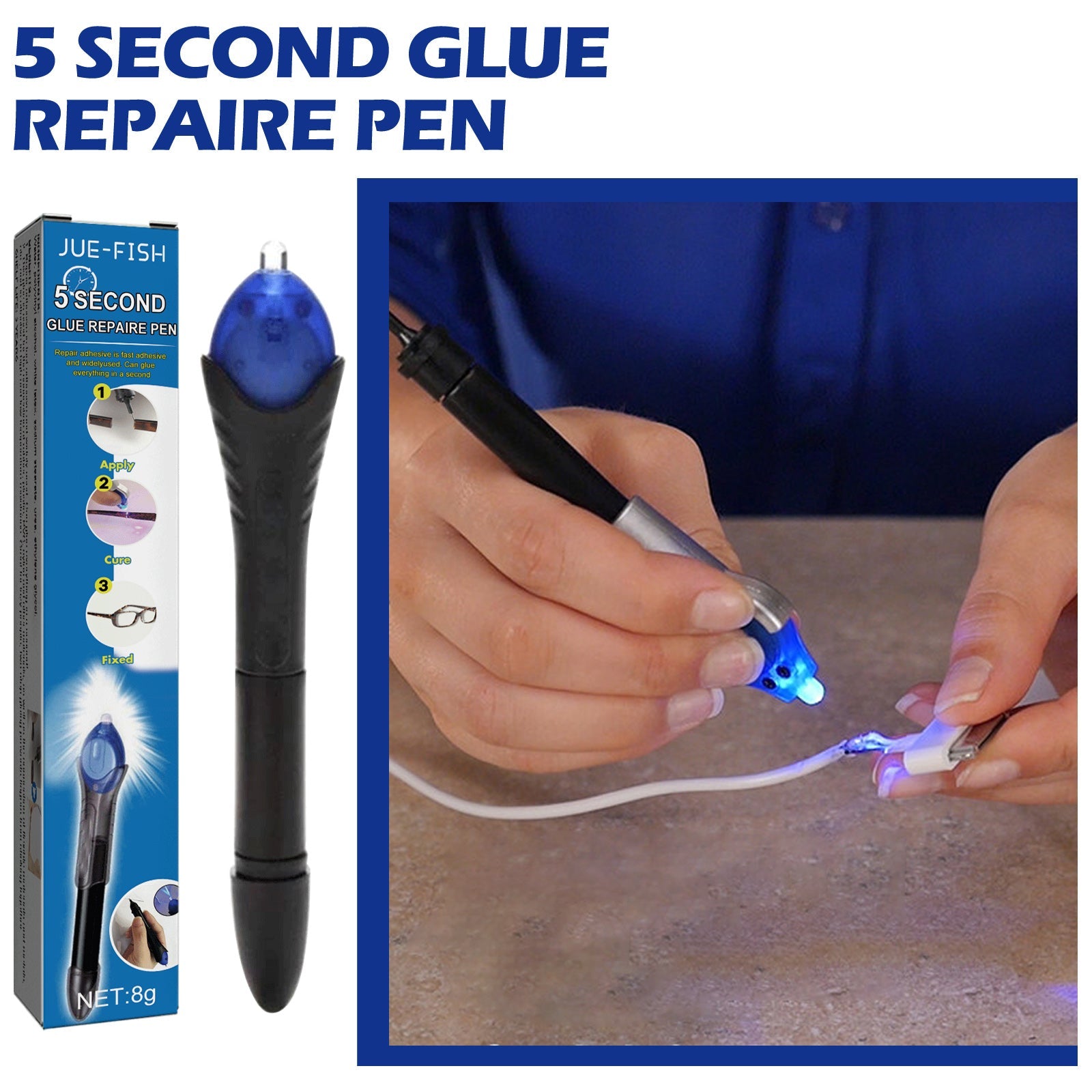 UV UV Curing Glue Pen, 5 Seconds Repair Plastic Ceramic Cable High And Low Temperature Resistant Adhesive - Korvel