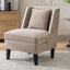 Velvet Upholstered Accent Chair with Cream Piping, Tan and Cream - Korvel