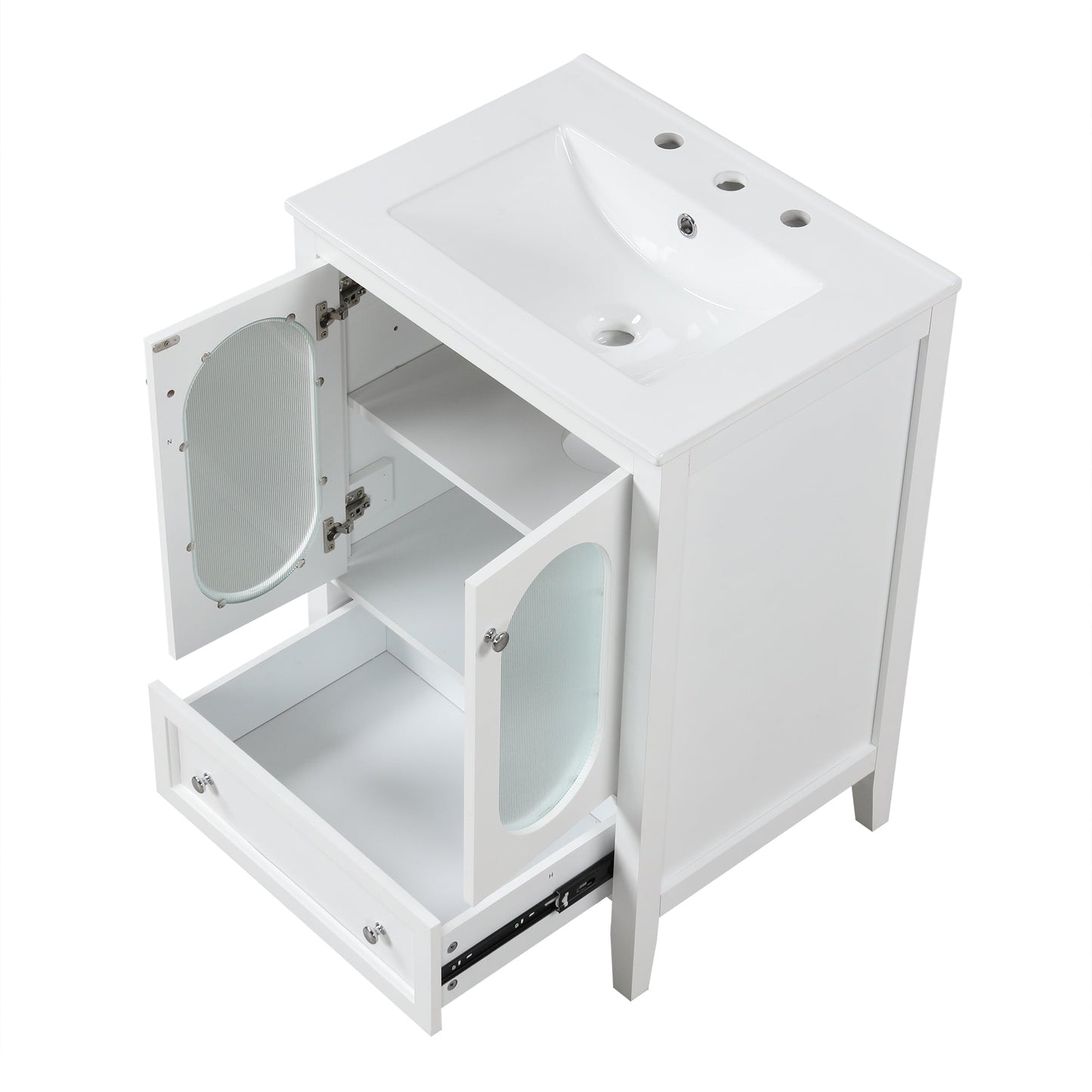 Meuble de salle de bain blanc de 24" avec lavabo et rangement
