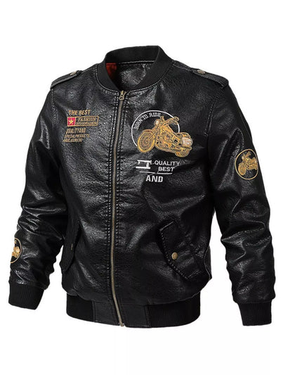 Men's Plus Size Premium Leather Bomber Jacket