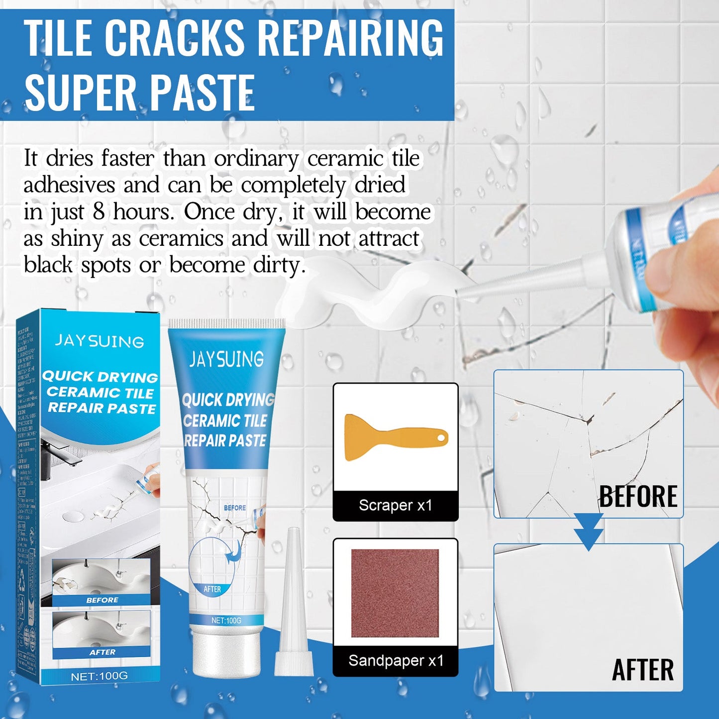 Premium Tile Repair Glue for Bathtubs and Floors
