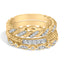 14K Yellow Gold Plated Sterling Silver Diamond Twist Leaf Ring Set
