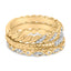 14K Yellow Gold Plated Sterling Silver Diamond Twist Leaf Ring Set