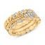 14K Yellow Gold Plated Sterling Silver Diamond Twist Leaf Ring Set