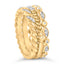 14K Yellow Gold Plated Sterling Silver Diamond Twist Leaf Ring Set
