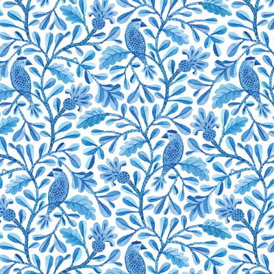 Tela de algodón Blue Henri Birds and Branches - 44"/45" por yarda