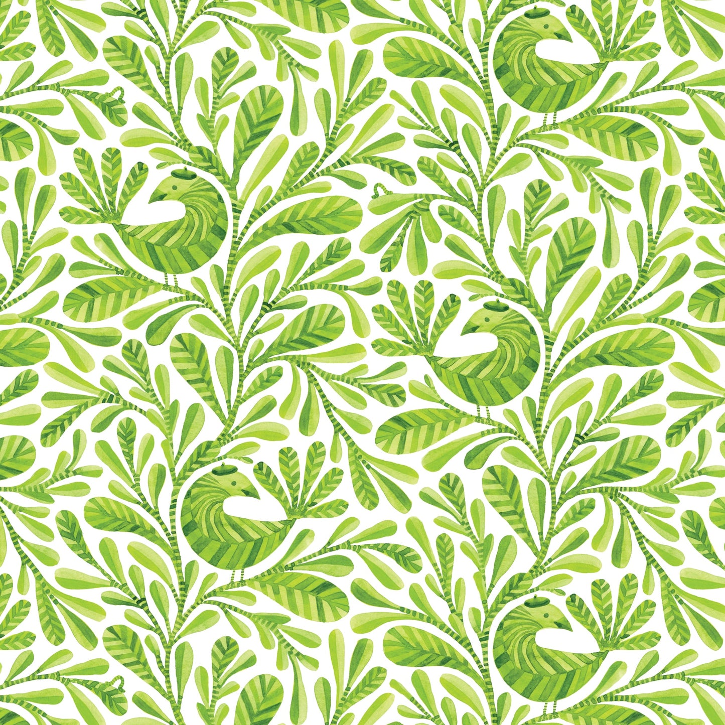 Grass Margot Birds and Branches Cotton Fabric - 44"/45" Per Yard