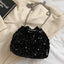 Sequin Chain Drawstring Bucket Bag - Korvel