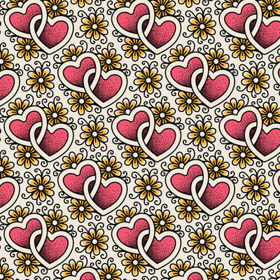 Tissu en coton Joined Hearts Love Ink 44"/45" par yard