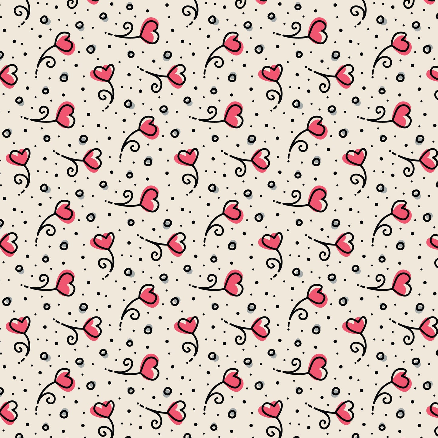 Tela de algodón Pink Heart Blossoms Love Ink - 44"/45" por yarda