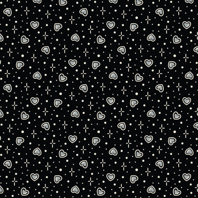 Tissu en coton Black Hearts Love Ink 44"/45" par yard