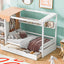 Twin Size House Bed with Two Drawers and Wardrobe - White