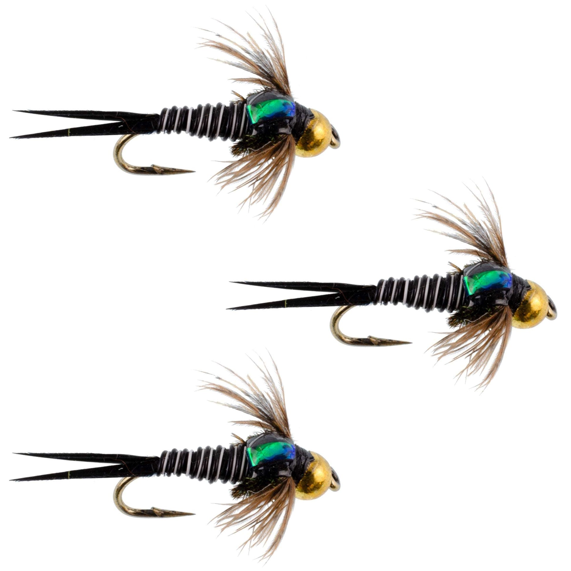 Triple Pack of Bead Head Zebra Copper John Nymphs - Size 14 Hooks - Korvel