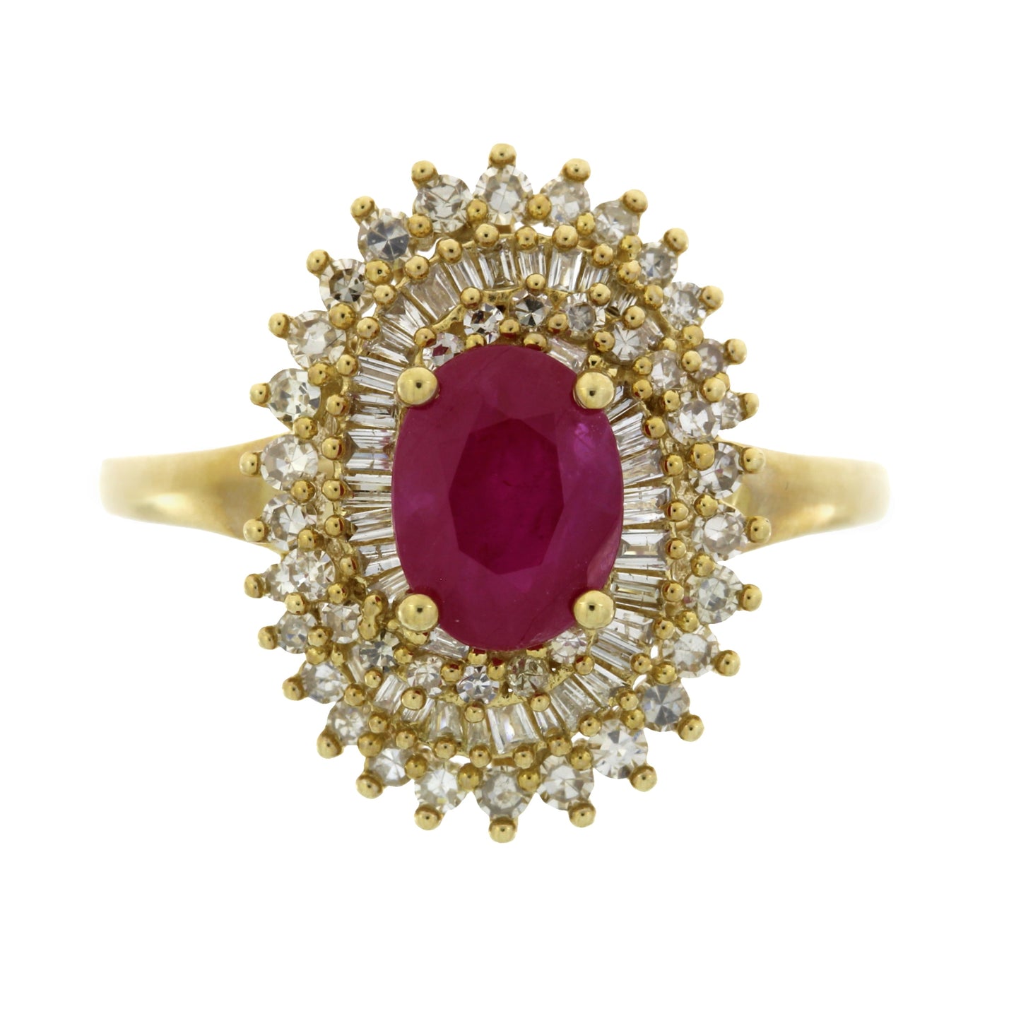 Genuine 2.05ct Ruby and Diamond Ring in 10KT Yellow Gold