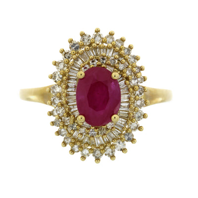 Anillo de Rubí y Diamante de 2.05ct en Oro Amarillo de 10KT