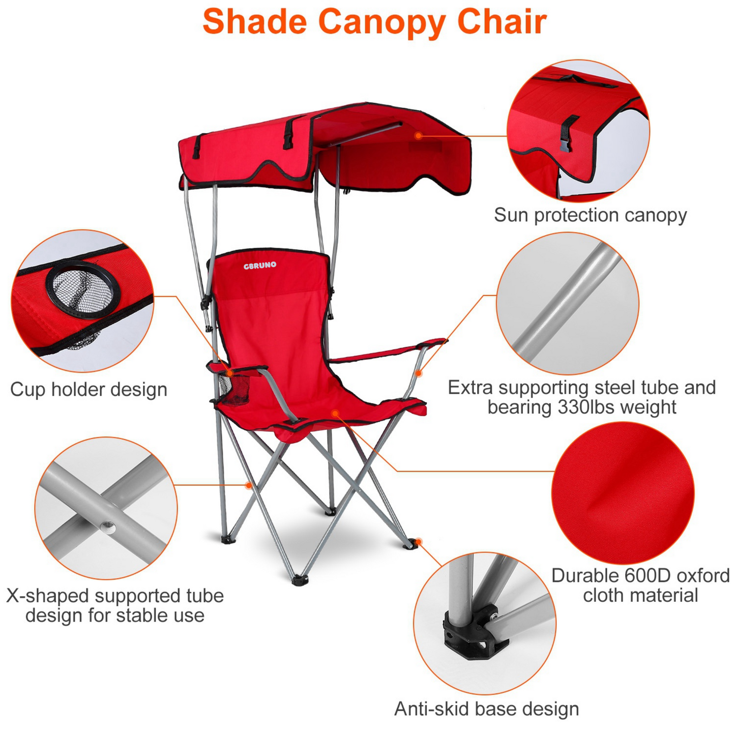 Silla de Playa Plegable GBruno con Dosel